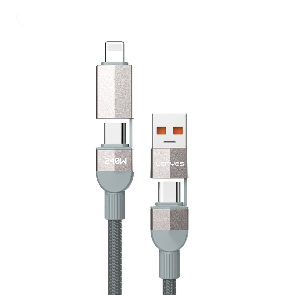 Lenyes LC543 4in1 Hızlı Şarj Özellikli USB-A - Type-C + Type-C to Lightning Data ve Şarj Kablosu 240W 1M Lenyes LC543 4in1 Hızlı Şarj Özellikli USB-A - Type-C + Type-C to Lightning Data ve Şarj Kablosu 240W 1M